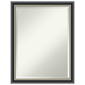 Theo Black Silver Beveled Wood Framed Bathroom Wall Mirror