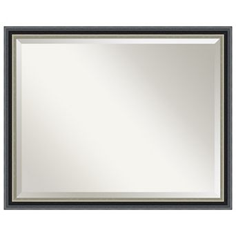 Theo Black Silver Beveled Wood Framed Bathroom Wall Mirror