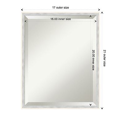 Paige White Silver Beveled Wood Framed Bathroom Wall Mirror