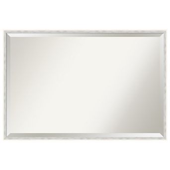 Paige White Silver Beveled Wood Framed Bathroom Wall Mirror