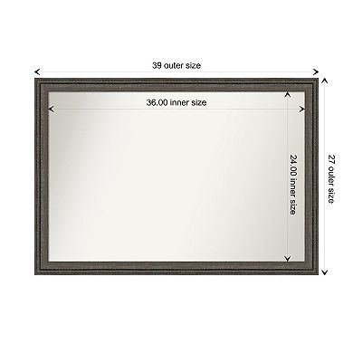 Upcycled Brown Grey Non-beveled Wood Bathroom Wall Mirror