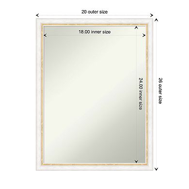 Morgan White Gold Non-beveled Wood Bathroom Wall Mirror