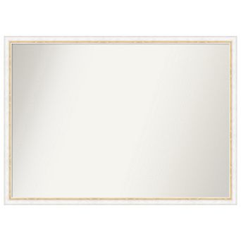 Morgan White Gold Non-beveled Wood Bathroom Wall Mirror