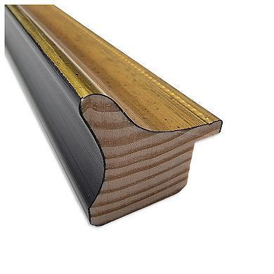 Salon Scoop Gold Non-beveled Wood Bathroom Wall Mirror