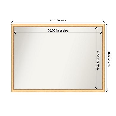 Salon Scoop Gold Non-beveled Wood Bathroom Wall Mirror