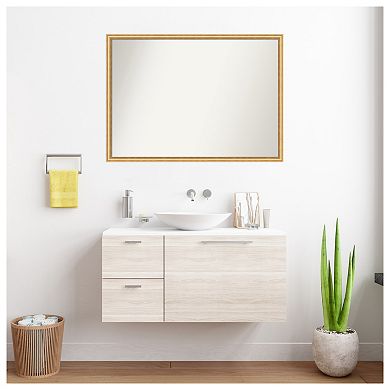 Salon Scoop Gold Non-beveled Wood Bathroom Wall Mirror