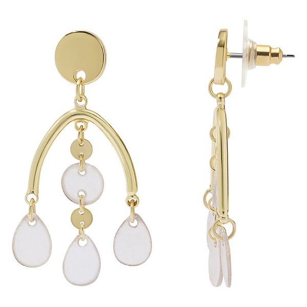 LC Lauren Conrad Gold Tone Shaky Shell Drop Earrings