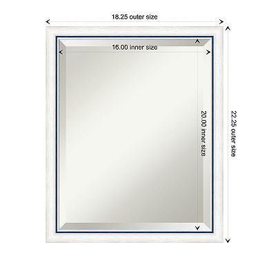 Morgan White Blue Beveled Wood Framed Bathroom Wall Mirror
