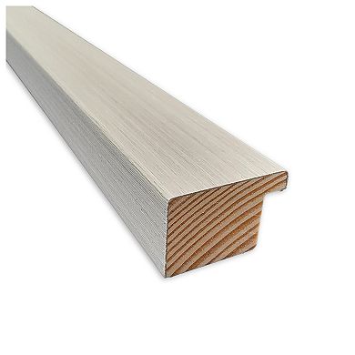 Woodgrain Stripe Grey Non-beveled Wood Bathroom Wall Mirror