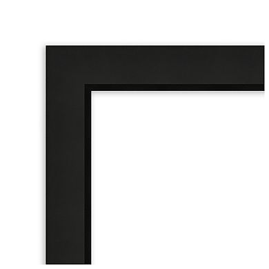 Midnight Black Narrow Non-beveled Wood Bathroom Wall Mirror