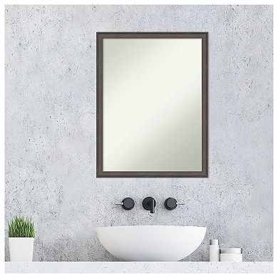Florence Pewter Non-beveled Bathroom Wall Mirror