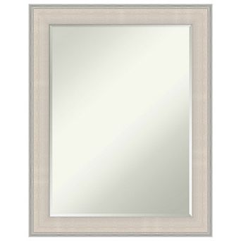 Cottage White Silver Petite Bevel Wood Bathroom Wall Mirror - Glass Size 18 X 24