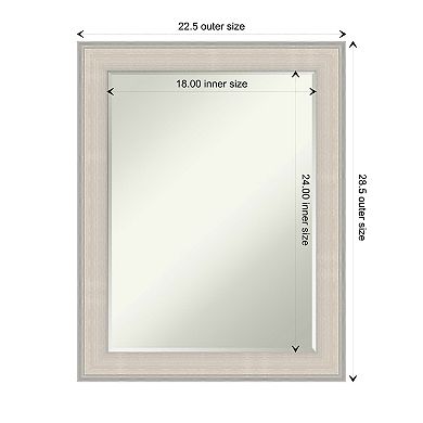 Cottage White Silver Petite Bevel Wood Bathroom Wall Mirror - Glass Size 18 X 24