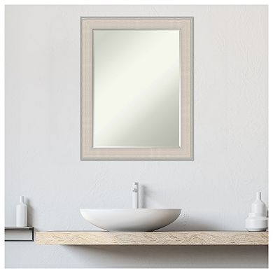 Cottage White Silver Petite Bevel Wood Bathroom Wall Mirror - Glass Size 18 X 24