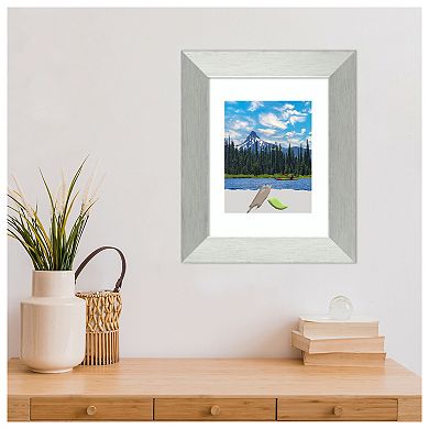 Brushed Sterling Silver Wood Picture Frame, Photo Frame, Art Frame - Matted