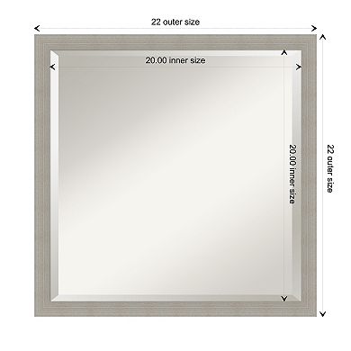 Woodgrain Stripe Beveled Wood Framed Bathroom Wall Mirror