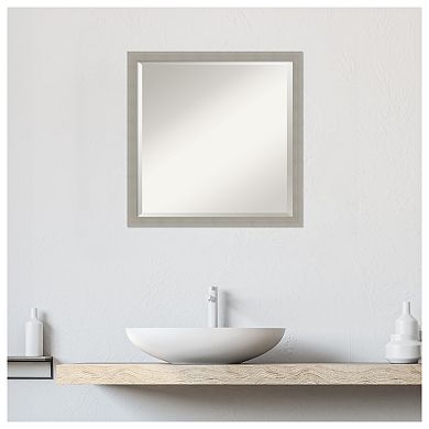 Woodgrain Stripe Beveled Wood Framed Bathroom Wall Mirror