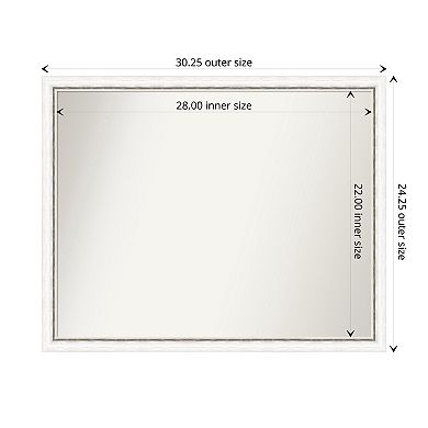 Morgan White Silver Non-beveled Wood Bathroom Wall Mirror