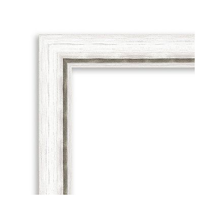 Morgan White Silver Non-beveled Wood Bathroom Wall Mirror