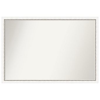 Morgan White Silver Non-beveled Wood Bathroom Wall Mirror