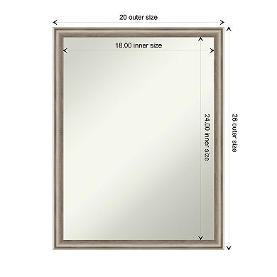 Salon Scoop Pewter Non-beveled Wood Bathroom Wall Mirror