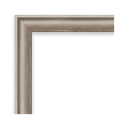 Salon Scoop Pewter Non-beveled Wood Bathroom Wall Mirror
