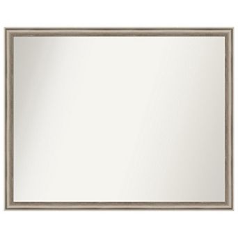 Salon Scoop Pewter Non-beveled Wood Bathroom Wall Mirror
