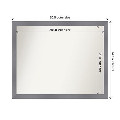 Edwin Grey Non-beveled Wood Bathroom Wall Mirror