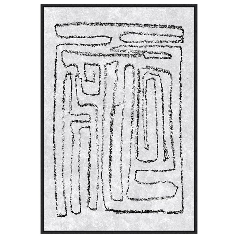 Black And White Runes I By Jennifer Goldberger Framed Canvas Wall Art Print