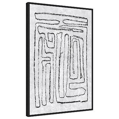 Black And White Runes I By Jennifer Goldberger Framed Canvas Wall Art Print