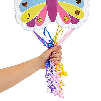 Small Pull String Butterfly Pinata, Fairy Party Decorations, 16.5x13.0x3.0 In