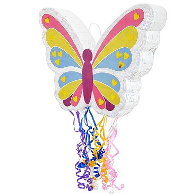 Small Pull String Butterfly Pinata, Fairy Party Decorations, 16.5x13.0x3.0 In