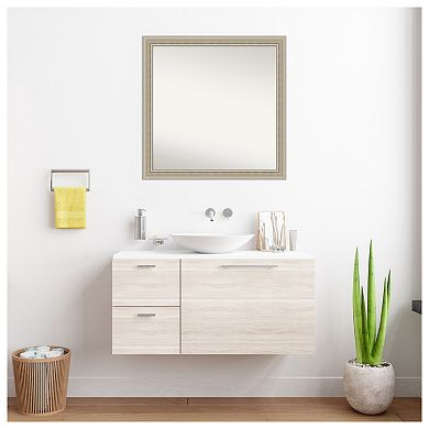 Mezzo Silver Non-beveled Wood Bathroom Wall Mirror