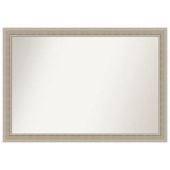 Mezzo Silver Non-beveled Wood Bathroom Wall Mirror