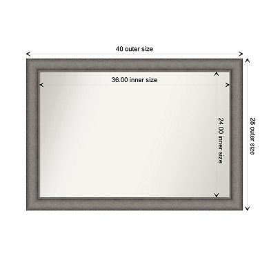 Burnished Concrete Non-beveled Wood Bathroom Wall Mirror