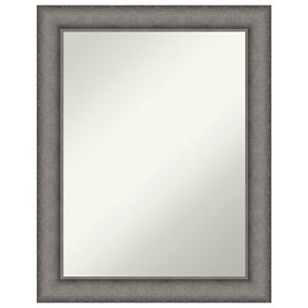 Burnished Concrete Non-beveled Wood Bathroom Wall Mirror