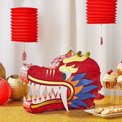 Red Dragon Pinata For Chinese New Year Party Decorations, 16.5 X 11 X 3 In