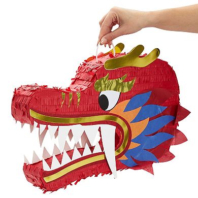 Red Dragon Pinata For Chinese New Year Party Decorations, 16.5 X 11 X 3 In