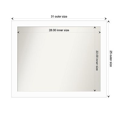 Basic White Narrow Non-beveled Wood Bathroom Wall Mirror