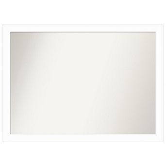 Basic White Narrow Non-beveled Wood Bathroom Wall Mirror