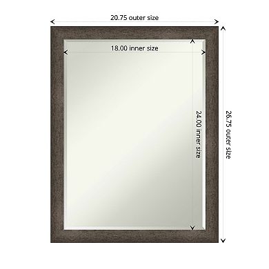 Dappled Narrow Petite-bevel Wood Bathroom Wall Mirror
