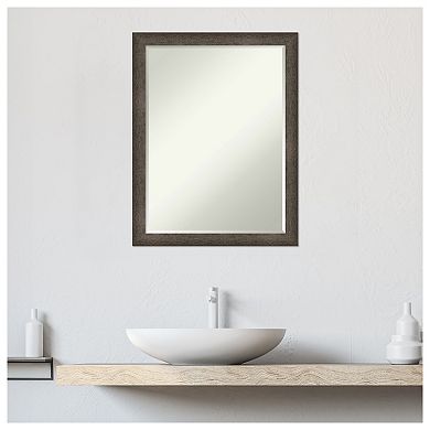 Dappled Narrow Petite-bevel Wood Bathroom Wall Mirror