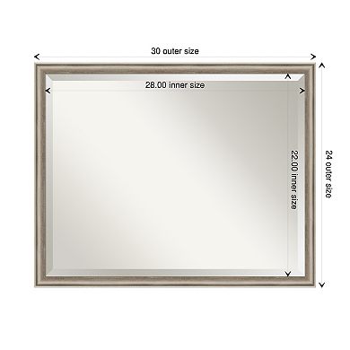 Salon Scoop Pewter Beveled Wood Framed Bathroom Wall Mirror