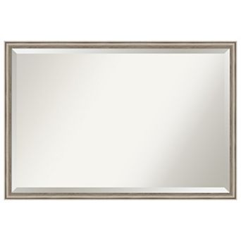 Salon Scoop Pewter Beveled Wood Framed Bathroom Wall Mirror