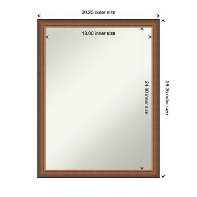 Two Tone Bronze Copper Non-beveled Wood Bathroom Wall Mirror
