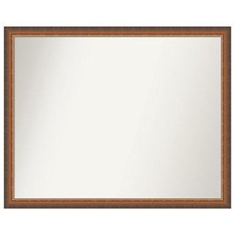 Two Tone Bronze Copper Non-beveled Wood Bathroom Wall Mirror