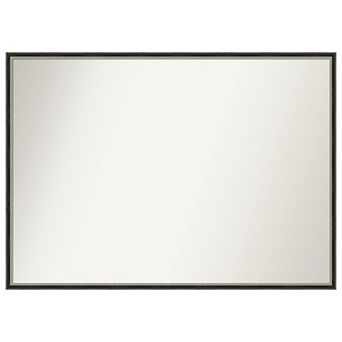 Theo Black Silver Narrow Non-beveled Wood Bathroom Wall Mirror