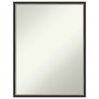 Theo Black Silver Narrow Non-beveled Wood Bathroom Wall Mirror