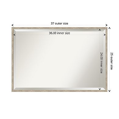 Imprint Pewter Beveled Wood Framed Bathroom Wall Mirror