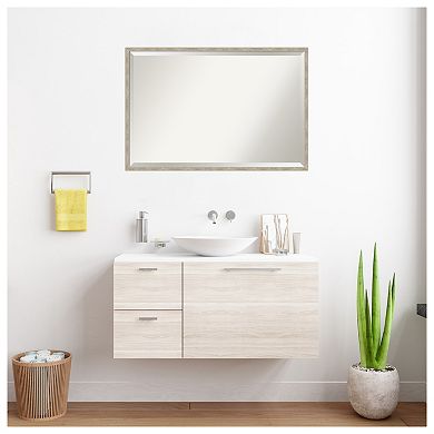 Imprint Pewter Beveled Wood Framed Bathroom Wall Mirror